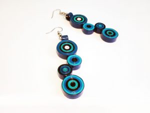Boucles d'oreilles DIY Quilling Cercles bleus