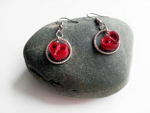 Boucles d'oreilles Quilling - Coeur St-Valentin
